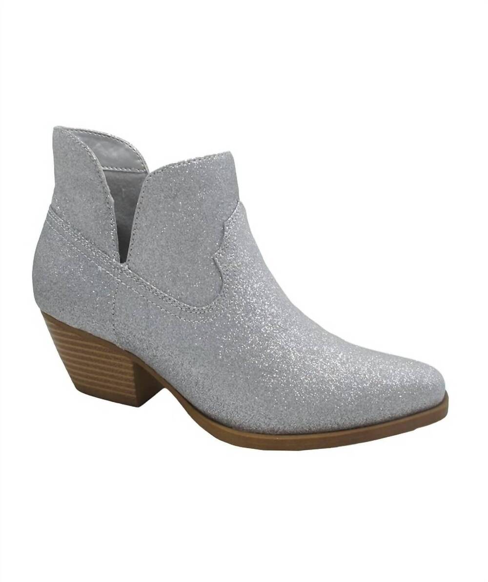 NEW JELLYPOP women's shelby ankle boots in silver glitter
